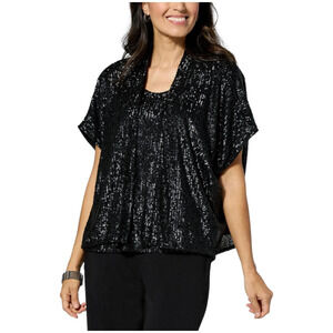 WynneCollection Women's Occasion Sequin Shrug Blk - Regular